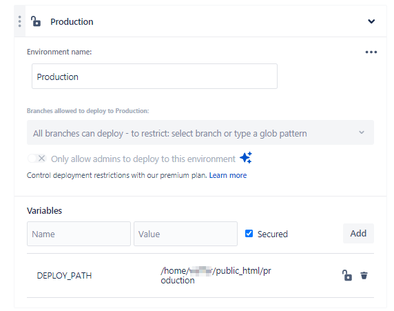 Navigate to Deployments settings