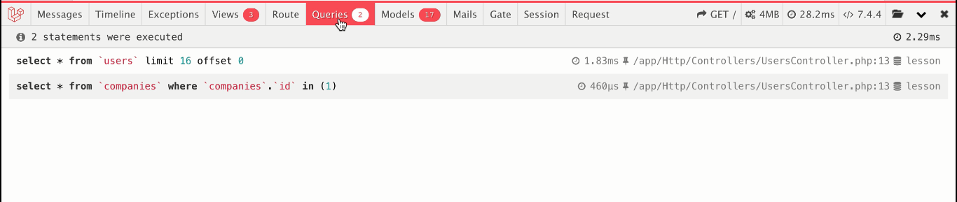 Debug bar