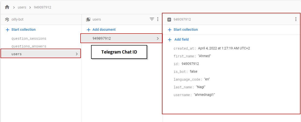 Firebase users table